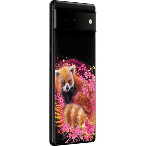 Red Panda with Flowers by Sheena Pike Google Pixel 6 Skin